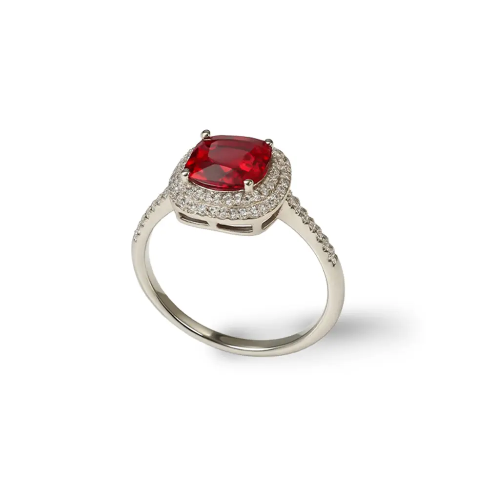 Garnet Ring With Diamonds