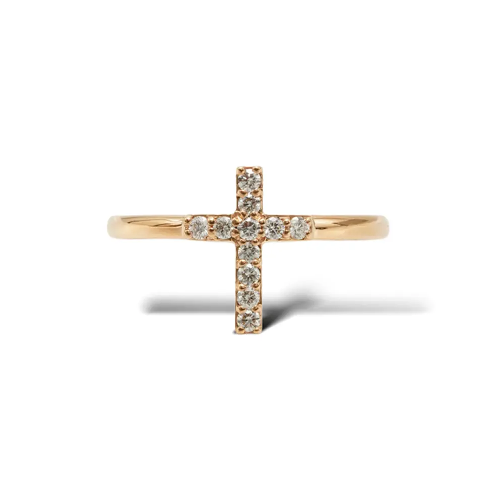 Round Brilliant Diamond Cross Ring